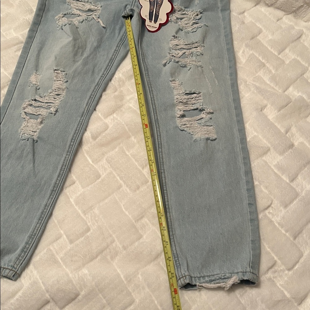 GOGO Light Blue High Rise Ankle Distressed Jeans size 11 Junior - Picture 3 of 8